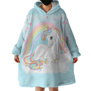 Rainbow Lovely Unicorn  SWLF3690 Hoodie Wearable Blanket