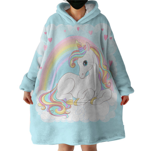 Image of Rainbow Lovely Unicorn  SWLF3690 Hoodie Wearable Blanket