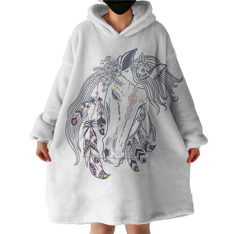 Image of Female Dreamcatcher Horse Sketch SWLF3694 Hoodie Wearable Blanket