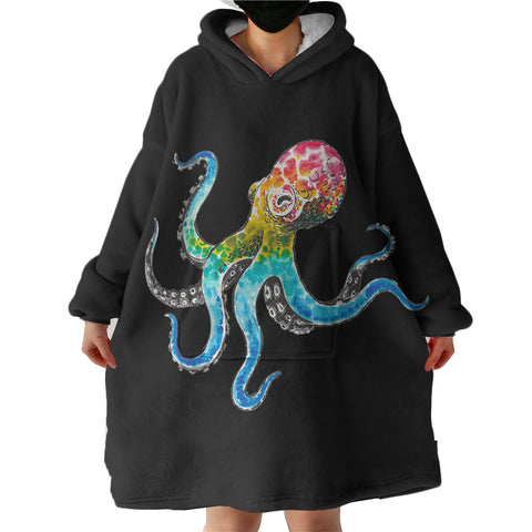 Image of Multicolor Dot Octopus SWLF3696 Hoodie Wearable Blanket