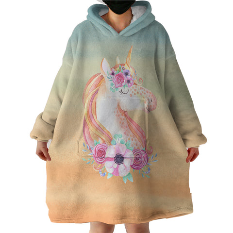 Image of Pastel Floral Unicorn  SWLF3702 Hoodie Wearable Blanket