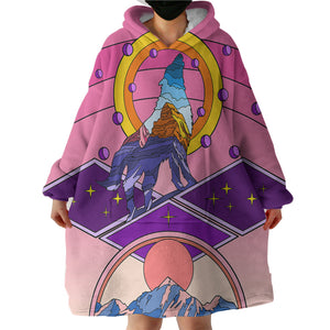 Universe Wolf - Mountain Illustration SWLF3703 Hoodie Wearable Blanket
