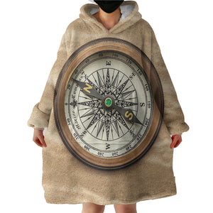 Vintage Brown Compass SWLF3704 Hoodie Wearable Blanket