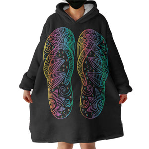 Colorful Floral Shoes Print SWLF3737 Hoodie Wearable Blanket