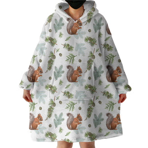 Squirrel and Chestnut Monogram SWLF3739 Hoodie Wearable Blanket