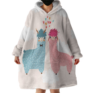 Cute In-Love Alpaca SWLF3740 Hoodie Wearable Blanket