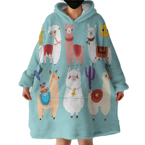 Image of Cute Cartoon Alpacas SWLF3741 Hoodie Wearable Blanket