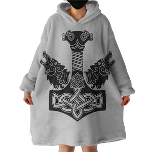 B&W Wolf Knife Warrior Logo SWLF3742 Hoodie Wearable Blanket