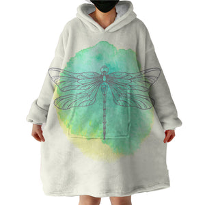 Light Green Spray and Butterfly Line Sketch  SWLF3753 Hoodie Wearable Blanket