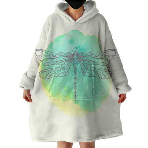 Image of Light Green Spray and Butterfly Line Sketch  SWLF3753 Hoodie Wearable Blanket