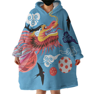 Asian Dragon Head Japanese Art SWLF3755 Hoodie Wearable Blanket