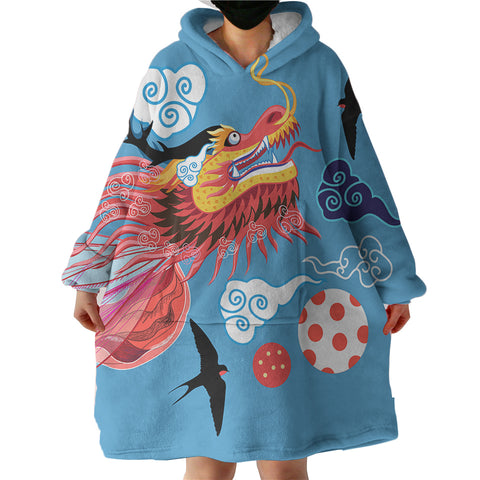 Image of Asian Dragon Head Japanese Art SWLF3755 Hoodie Wearable Blanket