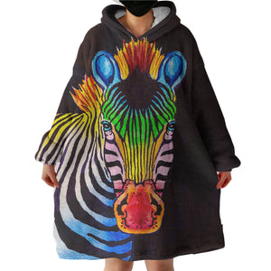 RGB Color Zebra SWLF3761 Hoodie Wearable Blanket