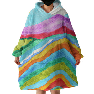 RGB Colorful Waves on Mountain SWLF3808 Hoodie Wearable Blanket