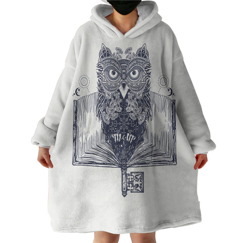 Image of Owl in Book Sketch SWLF3811 Hoodie Wearable Blanket