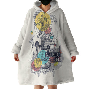 Music Life - Electric Guitar Sketch SWLF3817 Hoodie Wearable Blanket