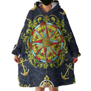 Vintage Ocean Compass SWLF3820 Hoodie Wearable Blanket