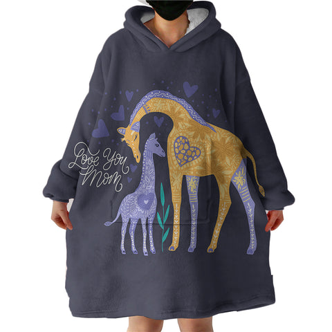 Image of Giraffe - Love you Mom  SWLF3825 Hoodie Wearable Blanket