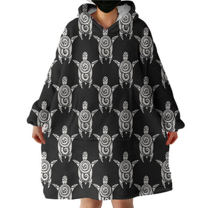 Black & Grey Mandala Turtle Monogram SWLF3861 Hoodie Wearable Blanket