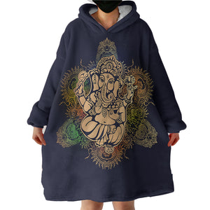 Colorful Chakra Elephant Buddha SWLF3868 Hoodie Wearable Blanket