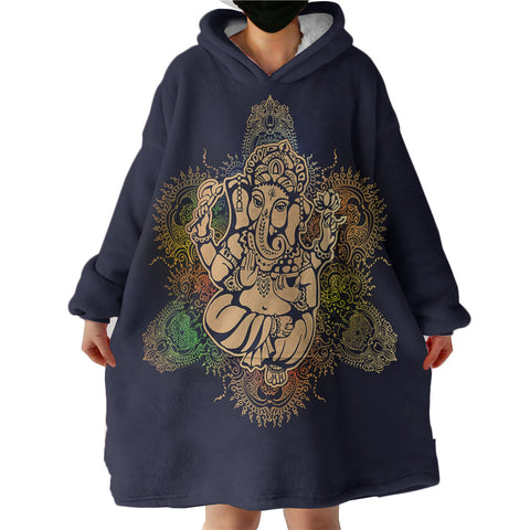 Image of Colorful Chakra Elephant Buddha SWLF3868 Hoodie Wearable Blanket