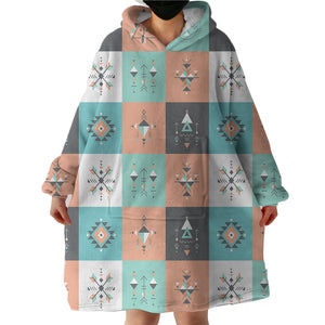 Colorful Pastel Aztec Checkerboard  SWLF3869 Hoodie Wearable Blanket