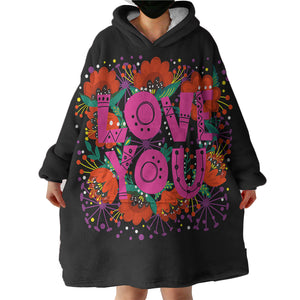 Love You Typographic SWLF3871 Hoodie Wearable Blanket