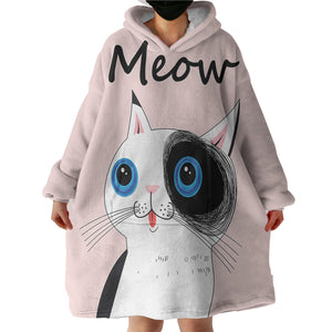 Cute Cat Meow Pink Theme SWLF3875 Hoodie Wearable Blanket