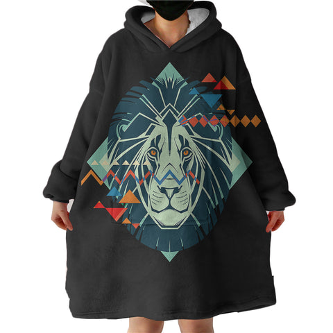 Image of Lion Triangle Geometric Illustration SWLF3917 Hoodie Wearable Blanket
