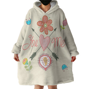 Cute Bohemian Arrow & Flowers Cartoon - You And Me SWLF3918 Hoodie Wearable Blanket