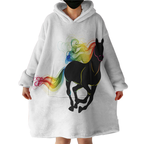 Image of Rainbow Gradient Color Horse SWLF3921 Hoodie Wearable Blanket