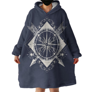Vintage Compass and Arrows Sketch Navy Theme SWLF3929 Hoodie Wearable Blanket