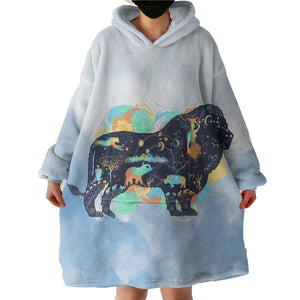 Lion - Watercolor Pastel Animal Theme SWLF3931 Hoodie Wearable Blanket