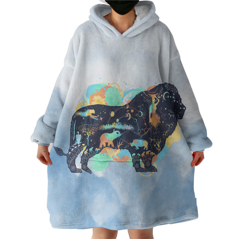 Image of Lion - Watercolor Pastel Animal Theme SWLF3931 Hoodie Wearable Blanket