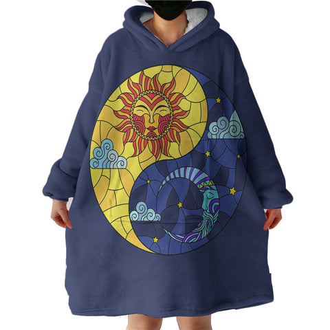 Image of Yin Yang Sun & Moon Geometric SWLF3940 Hoodie Wearable Blanket