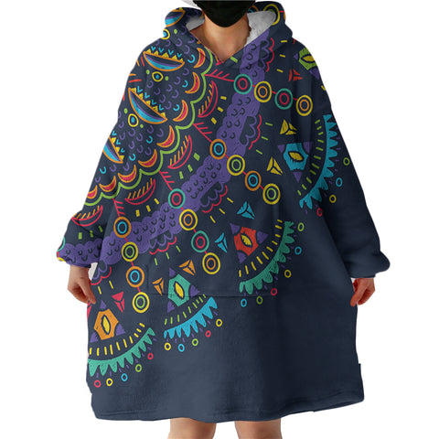 Image of Colorful Cartoon Mandala Navy Theme SWLF4097 Hoodie Wearable Blanket