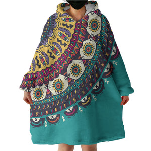 Colorful Geometric Cartoon Mandala Turquoise Theme SWLF4098 Hoodie Wearable Blanket