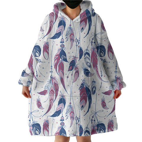 Image of Navy & Purple Feather Monogram SWLF4108 Hoodie Wearable Blanket