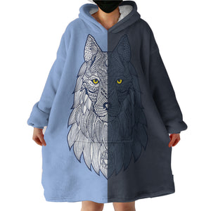 2-tone Geometric Gray Wolf SWLF4109 Hoodie Wearable Blanket