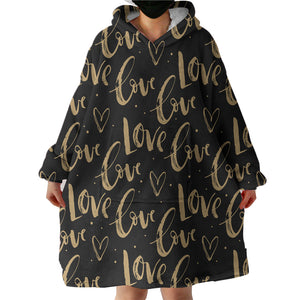 Golden Love Text  SWLF4111 Hoodie Wearable Blanket