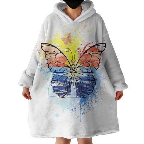 Image of Ocean Watercolor Print Butterfly SWLF4114 Hoodie Wearable Blanket