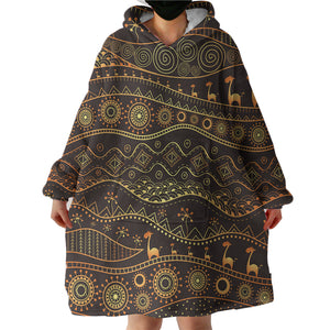 Golden Ancient Aztec Animal  SWLF4116 Hoodie Wearable Blanket