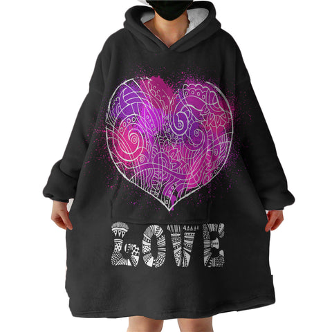 Image of Heart Love Mandala Pattern SWLF4117 Hoodie Wearable Blanket