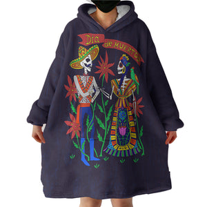 Cartoon Bohemian Skull Couple SWLF4121 Hoodie Wearable Blanket