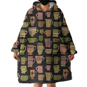 Vintage Ceramic Aztec Pattern SWLF4123 Hoodie Wearable Blanket