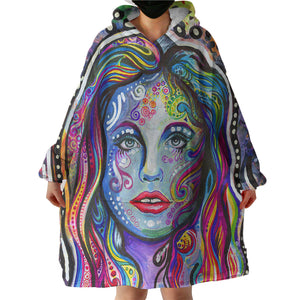 Colorful Watercolor Lady  SWLF4218 Hoodie Wearable Blanket