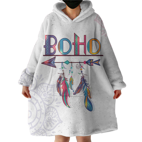 Image of Boho Feather Lotus Mandala SWLF4219 Hoodie Wearable Blanket