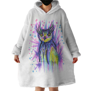 Water Color Owl Sketch SWLF4221 Hoodie Wearable Blanket