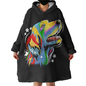 Colorful Star Golden Retriever SWLF4226 Hoodie Wearable Blanket