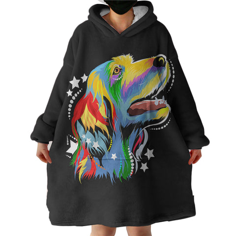 Image of Colorful Star Golden Retriever SWLF4226 Hoodie Wearable Blanket